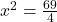 x^2 = \frac{69}{4}