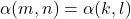 \alpha(m, n) = \alpha(k, l)