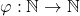 \varphi:\mathbb{N}\to\mathbb{N}