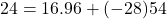 24=16.96+(-28)54