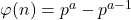 \varphi(n)=p^a-p^{a-1}