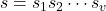 s = s_1s_2 \cdots s_v