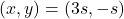 (x,y)=(3s,-s)