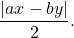 \[ \frac{|ax-by|}{2}. \]